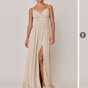 Revelry Beige Maxi Dress with Slit